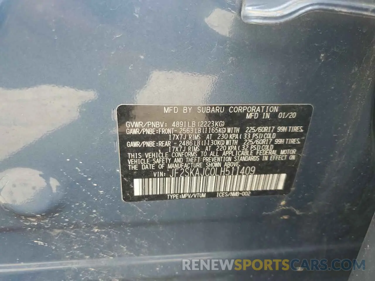 14 Photograph of a damaged car JF2SKAJC0LH511409 SUBARU FORESTER 2020