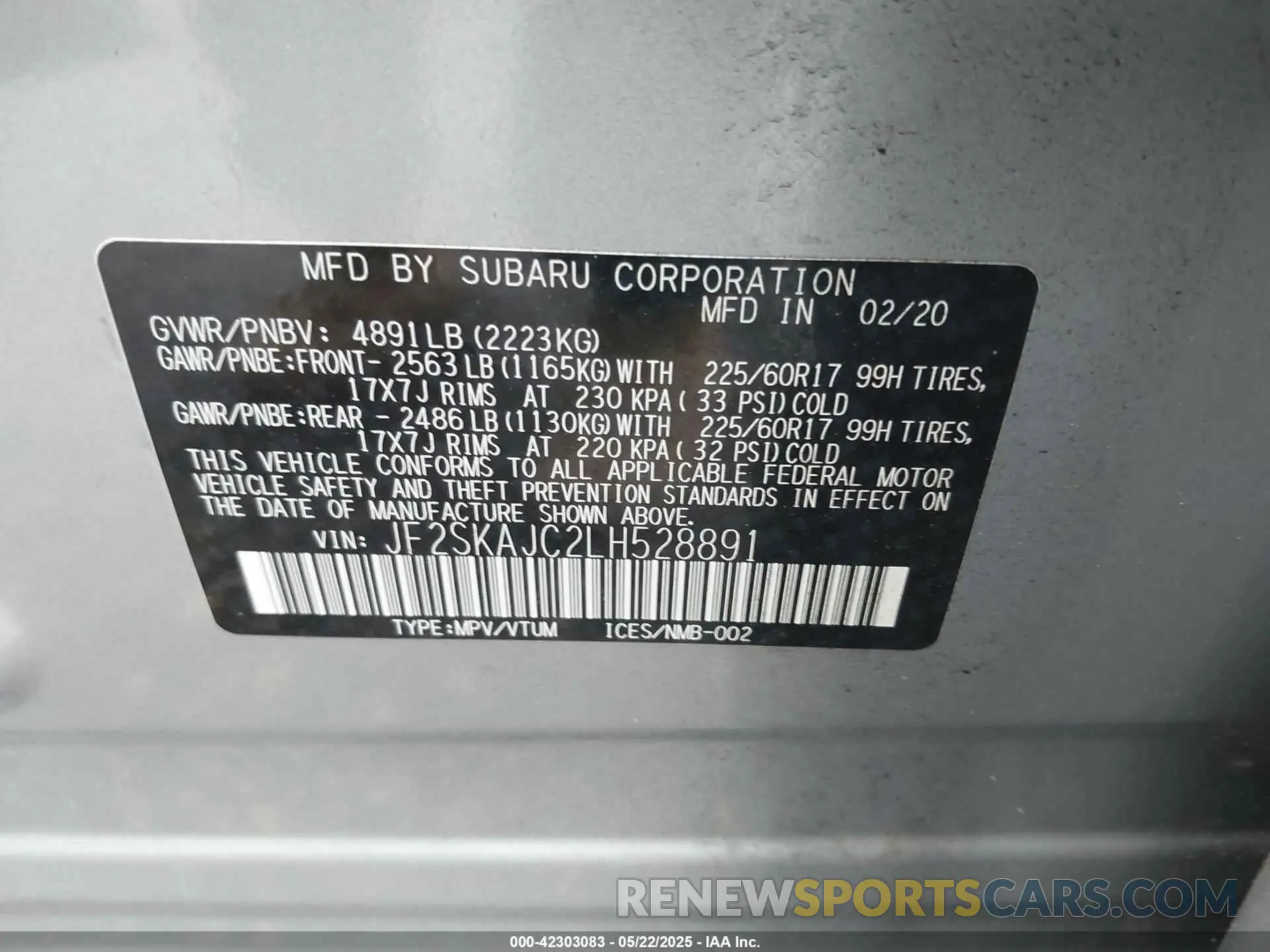 9 Photograph of a damaged car JF2SKAJC2LH528891 SUBARU FORESTER 2020