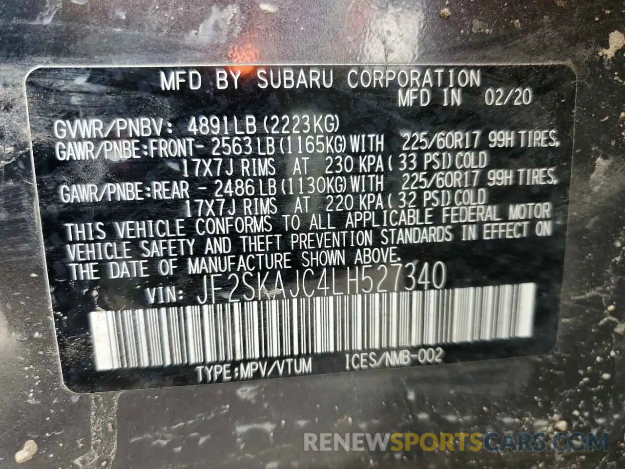 13 Photograph of a damaged car JF2SKAJC4LH527340 SUBARU FORESTER 2020