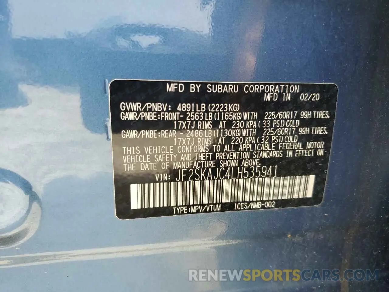 13 Photograph of a damaged car JF2SKAJC4LH535941 SUBARU FORESTER 2020