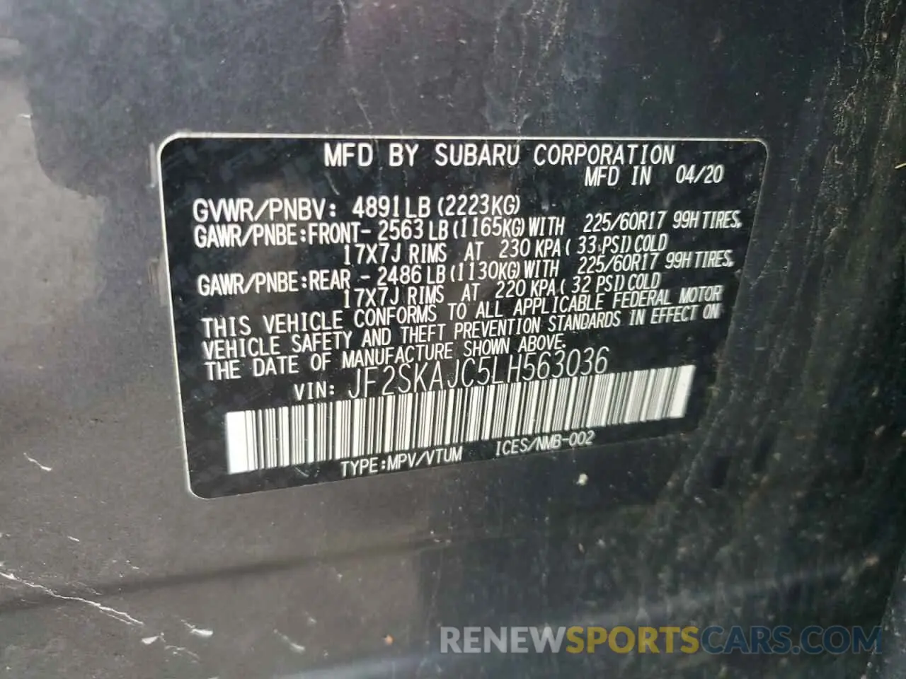 13 Photograph of a damaged car JF2SKAJC5LH563036 SUBARU FORESTER 2020