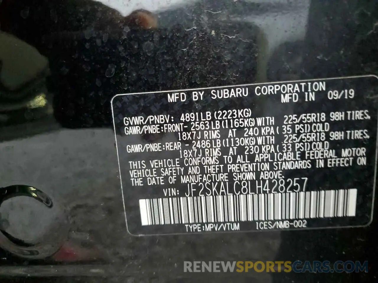 13 Photograph of a damaged car JF2SKALC8LH428257 SUBARU FORESTER 2020