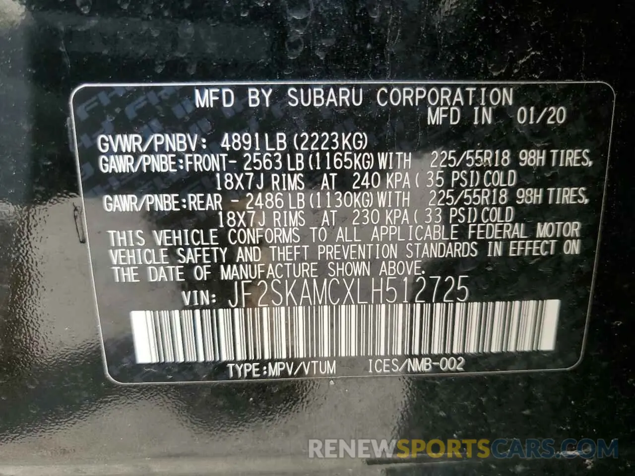 15 Photograph of a damaged car JF2SKAMCXLH512725 SUBARU FORESTER 2020