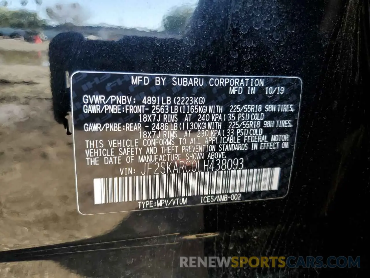 14 Photograph of a damaged car JF2SKARC0LH438093 SUBARU FORESTER 2020