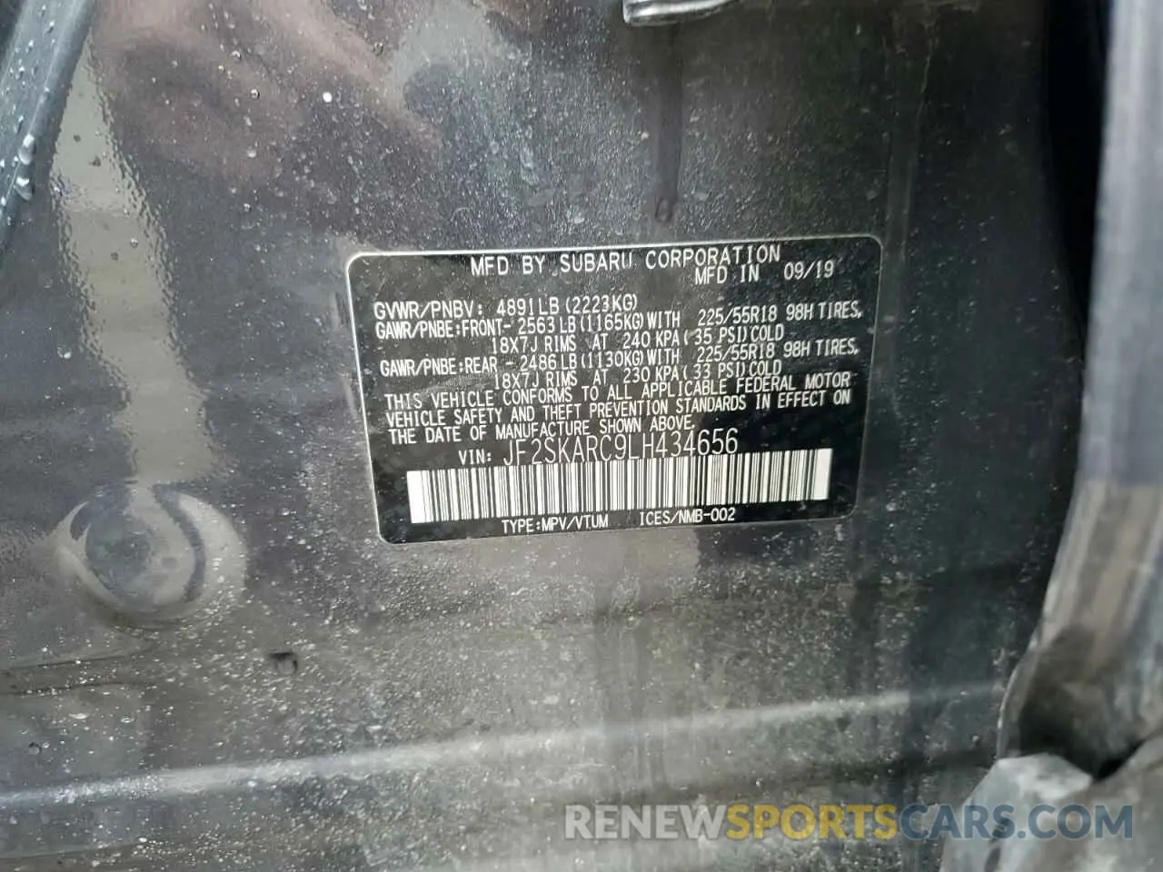 13 Photograph of a damaged car JF2SKARC9LH434656 SUBARU FORESTER 2020