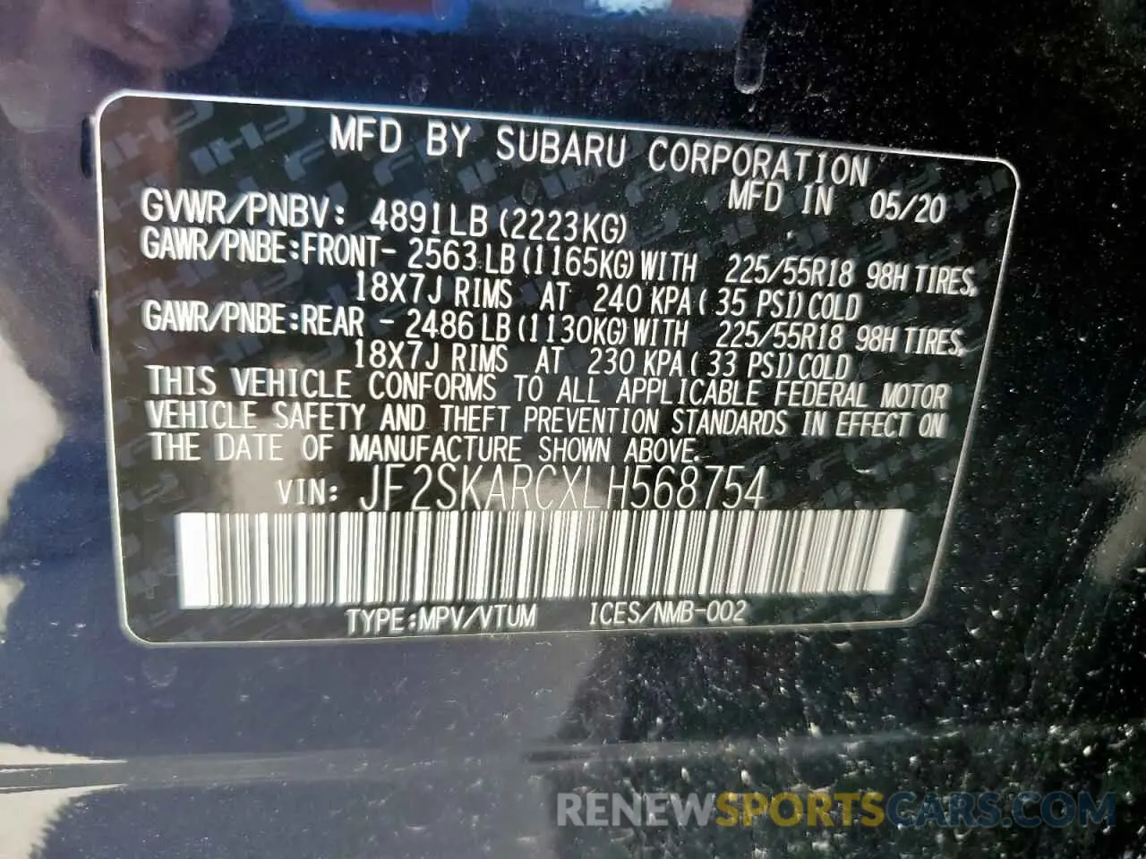 14 Photograph of a damaged car JF2SKARCXLH568754 SUBARU FORESTER 2020