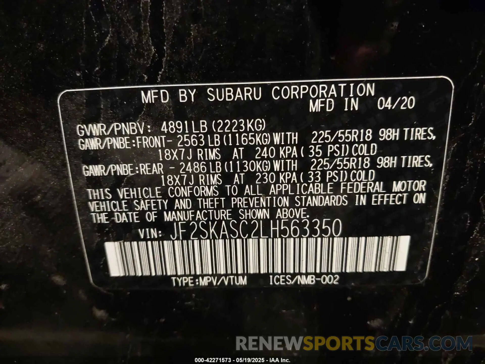 9 Photograph of a damaged car JF2SKASC2LH563350 SUBARU FORESTER 2020