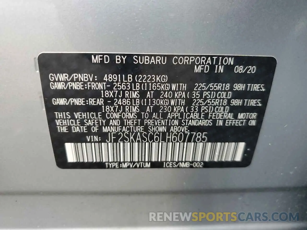 13 Photograph of a damaged car JF2SKASC6LH607785 SUBARU FORESTER 2020