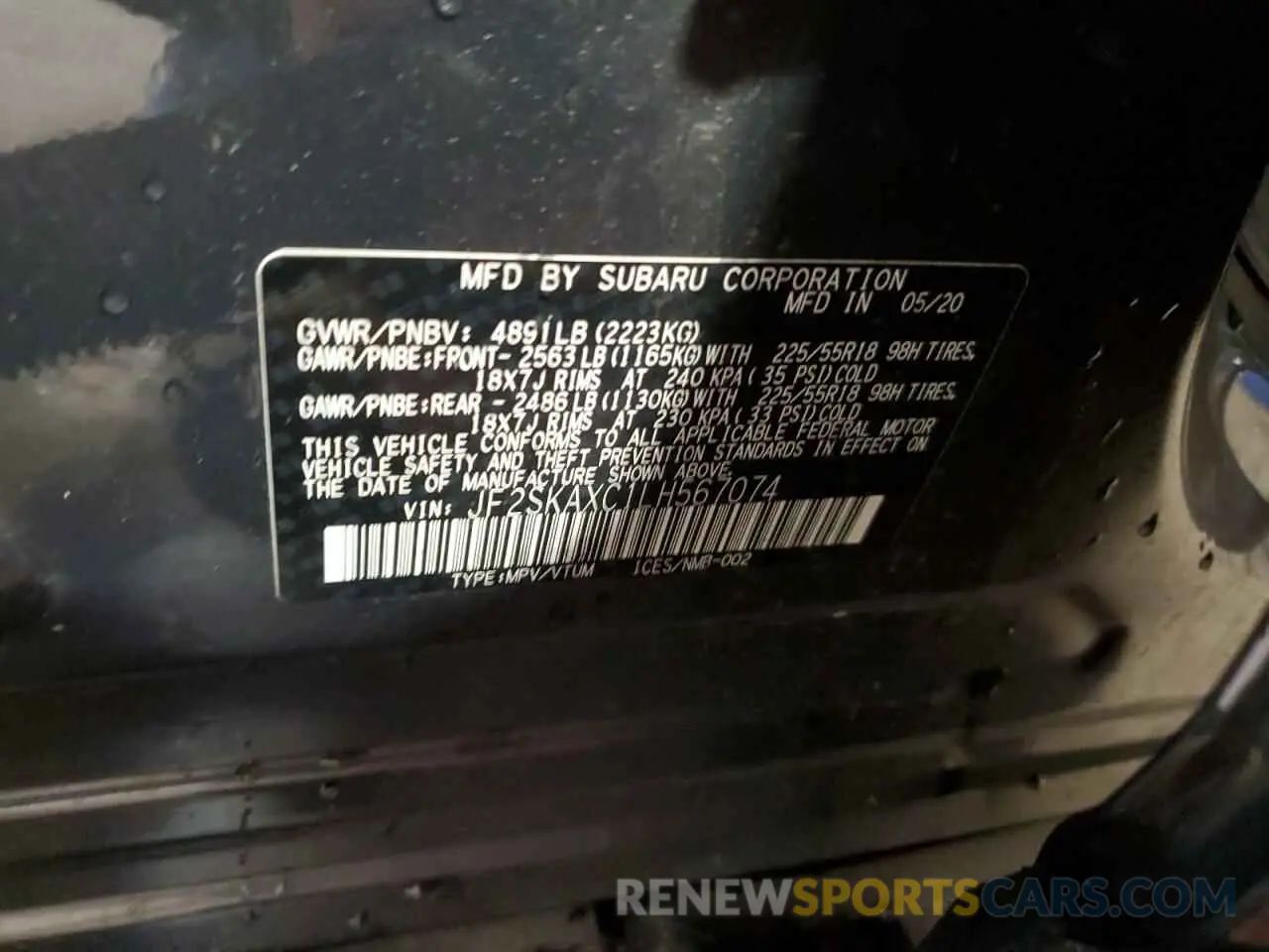 13 Photograph of a damaged car JF2SKAXC1LH567074 SUBARU FORESTER 2020