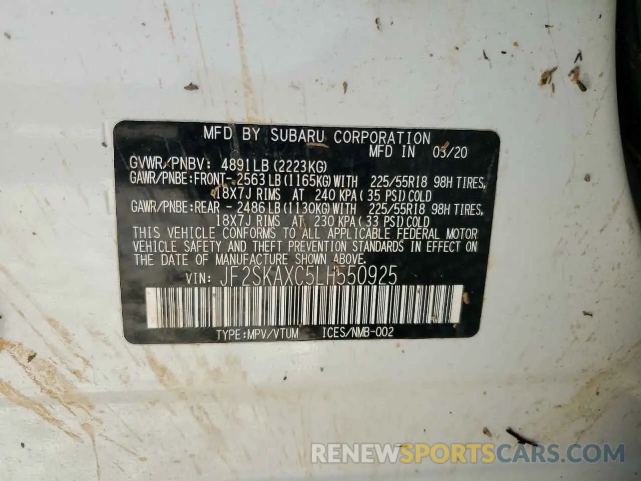 16 Photograph of a damaged car JF2SKAXC5LH550925 SUBARU FORESTER 2020