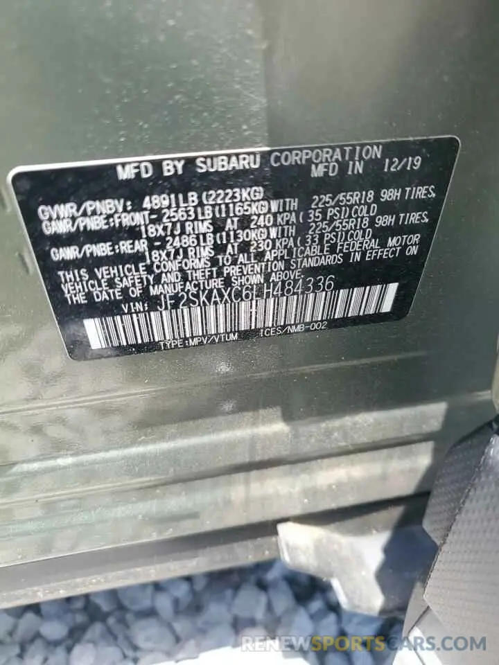 14 Photograph of a damaged car JF2SKAXC6LH484336 SUBARU FORESTER 2020