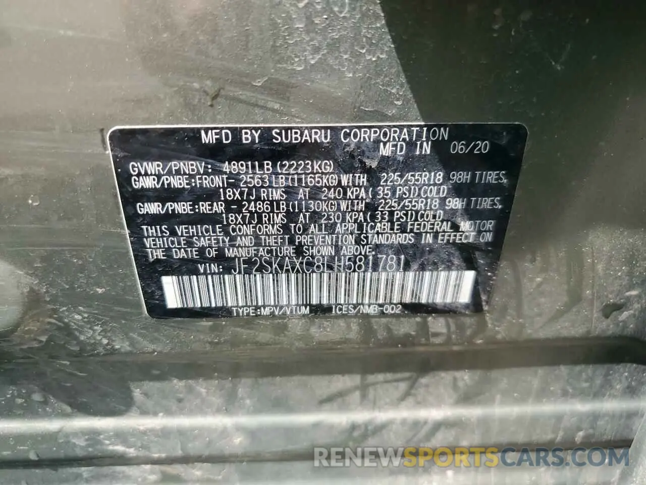 13 Photograph of a damaged car JF2SKAXC8LH581781 SUBARU FORESTER 2020