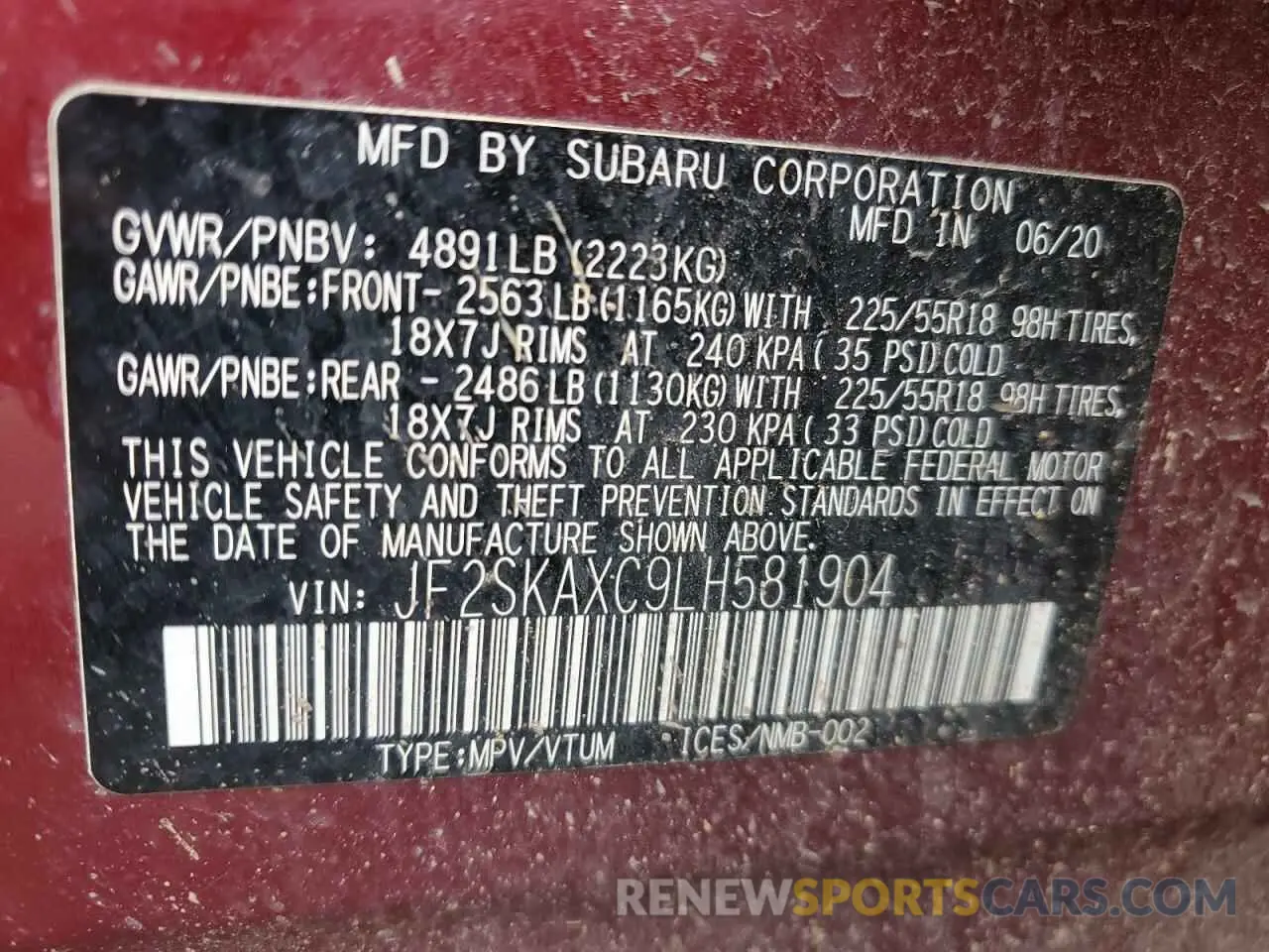 13 Photograph of a damaged car JF2SKAXC9LH581904 SUBARU FORESTER 2020