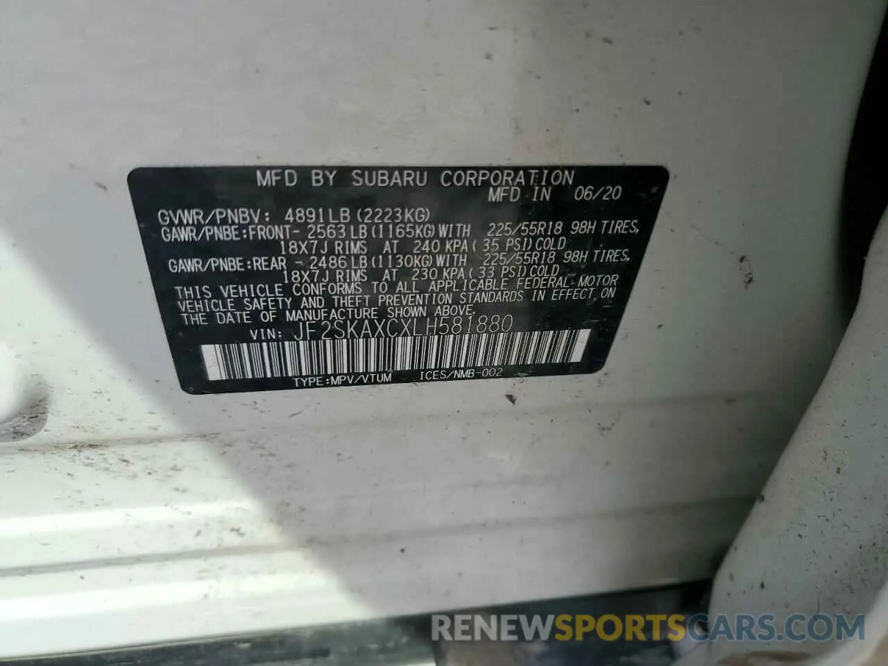 14 Photograph of a damaged car JF2SKAXCXLH581880 SUBARU FORESTER 2020