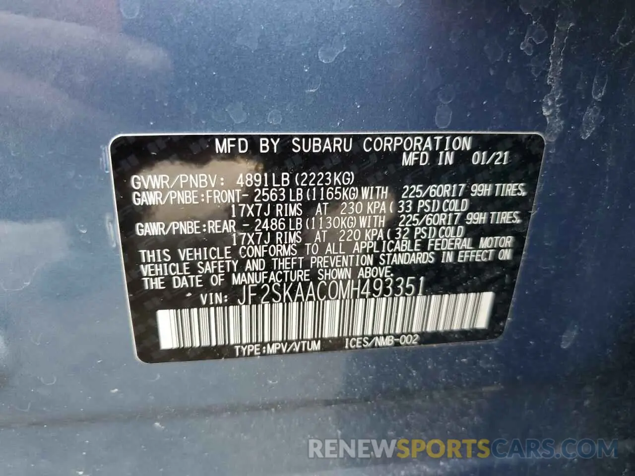 13 Photograph of a damaged car JF2SKAAC0MH493351 SUBARU FORESTER 2021