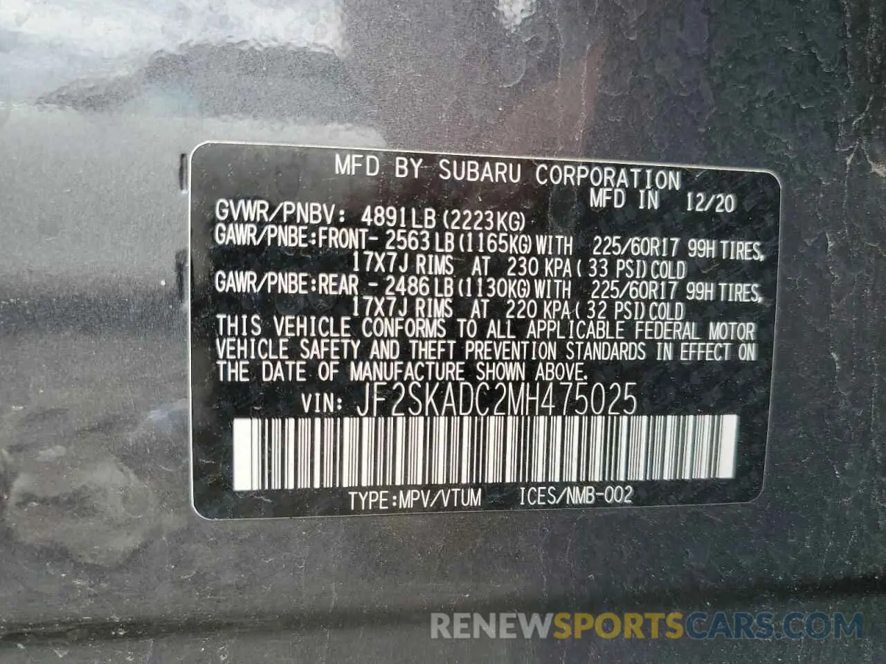 13 Photograph of a damaged car JF2SKADC2MH475025 SUBARU FORESTER 2021