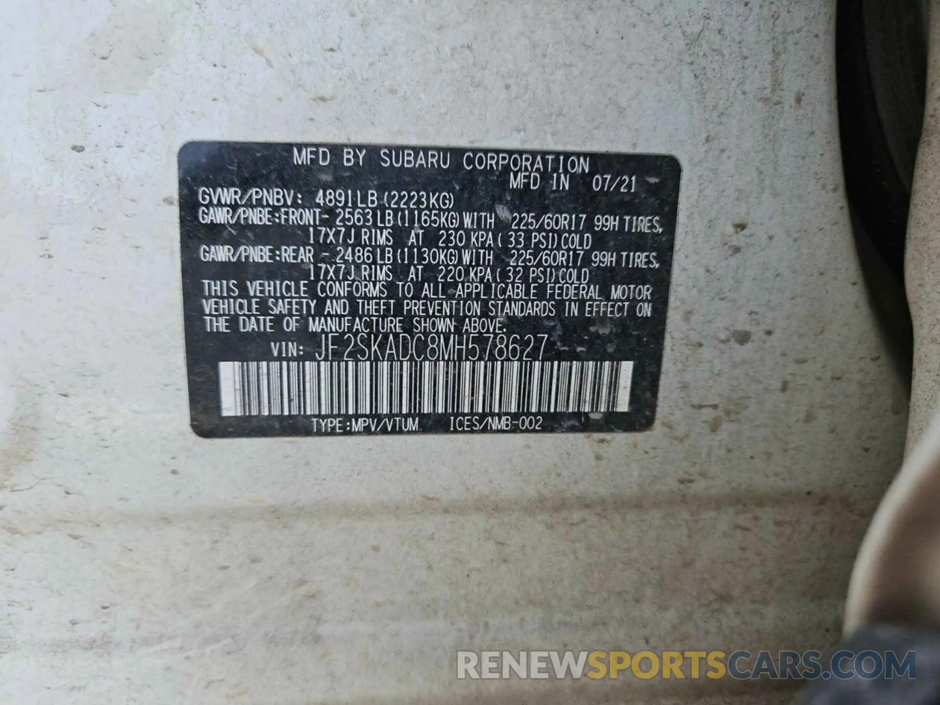 12 Photograph of a damaged car JF2SKADC8MH578627 SUBARU FORESTER 2021