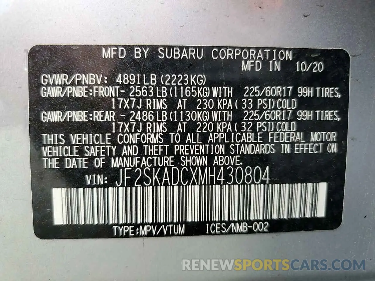 14 Photograph of a damaged car JF2SKADCXMH430804 SUBARU FORESTER 2021