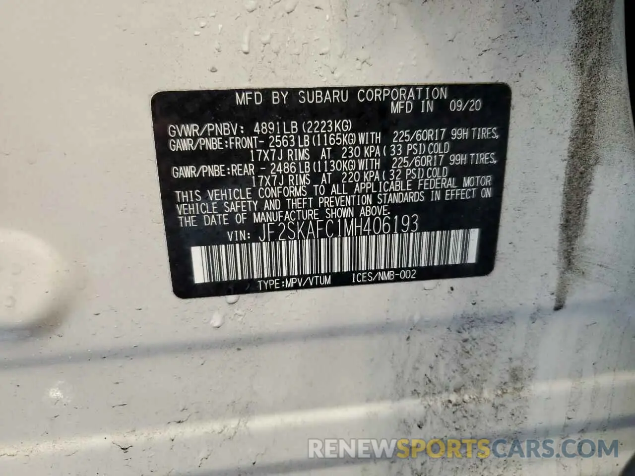 13 Photograph of a damaged car JF2SKAFC1MH406193 SUBARU FORESTER 2021