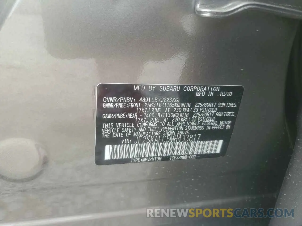 13 Photograph of a damaged car JF2SKAFC5MH433817 SUBARU FORESTER 2021