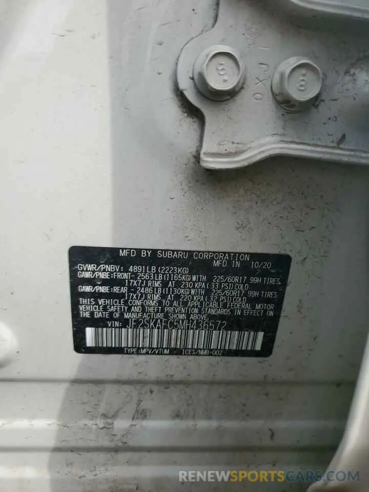 14 Photograph of a damaged car JF2SKAFC5MH436572 SUBARU FORESTER 2021