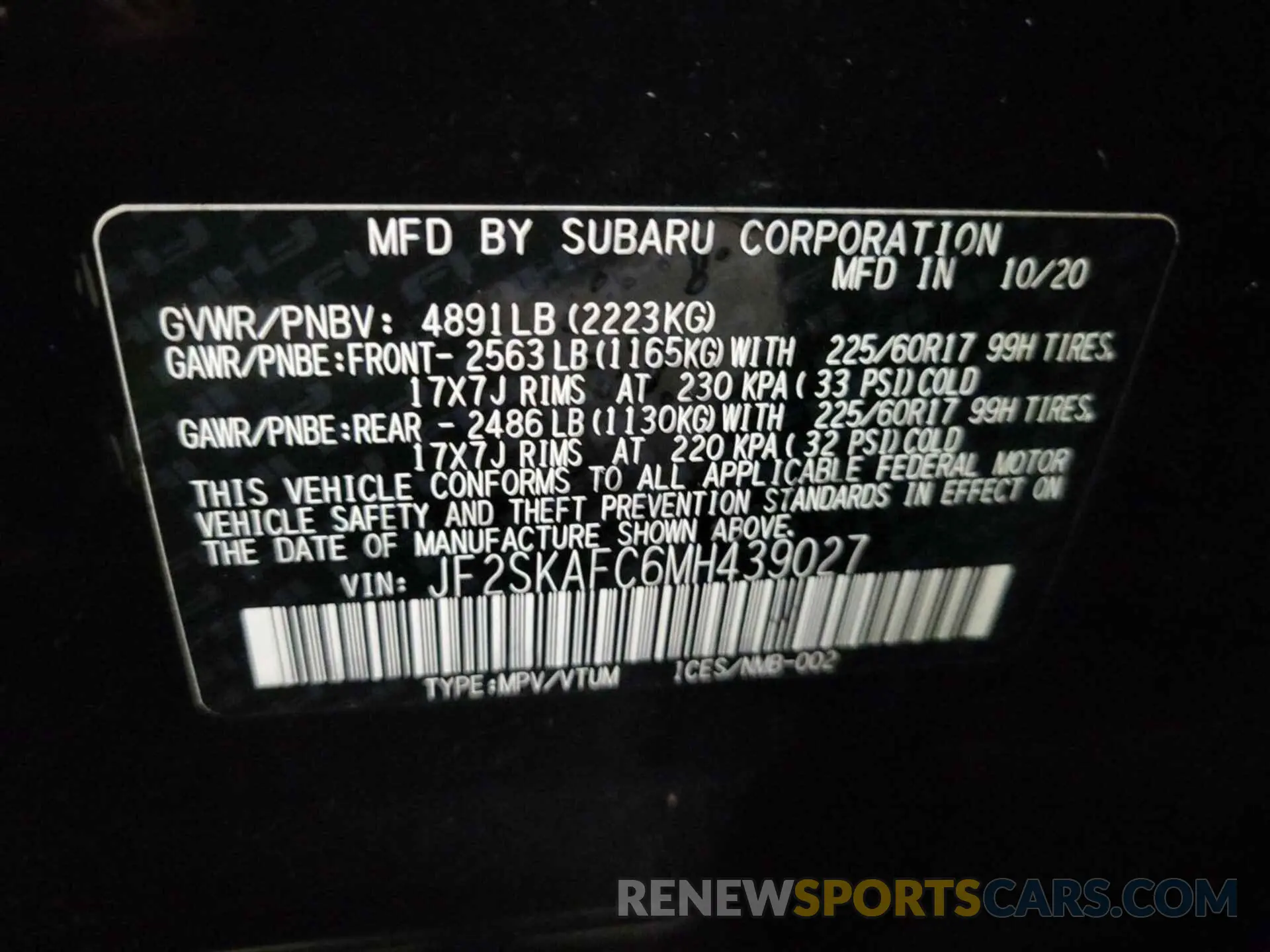 49 Photograph of a damaged car JF2SKAFC6MH439027 SUBARU FORESTER 2021