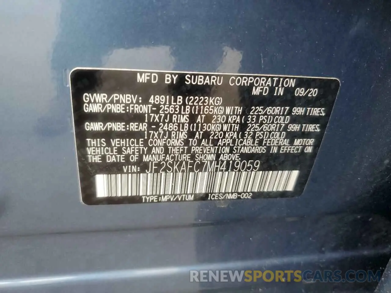 14 Photograph of a damaged car JF2SKAFC7MH419059 SUBARU FORESTER 2021