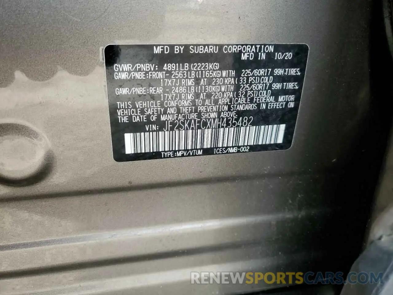 12 Photograph of a damaged car JF2SKAFCXMH435482 SUBARU FORESTER 2021