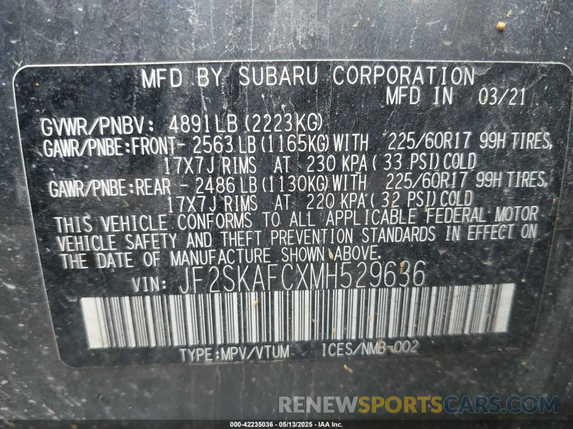 9 Photograph of a damaged car JF2SKAFCXMH529636 SUBARU FORESTER 2021