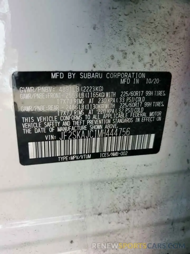 14 Photograph of a damaged car JF2SKAJC1MH444756 SUBARU FORESTER 2021