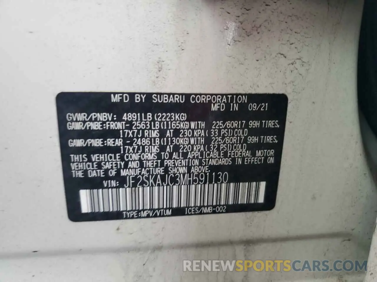 12 Photograph of a damaged car JF2SKAJC3MH591130 SUBARU FORESTER 2021
