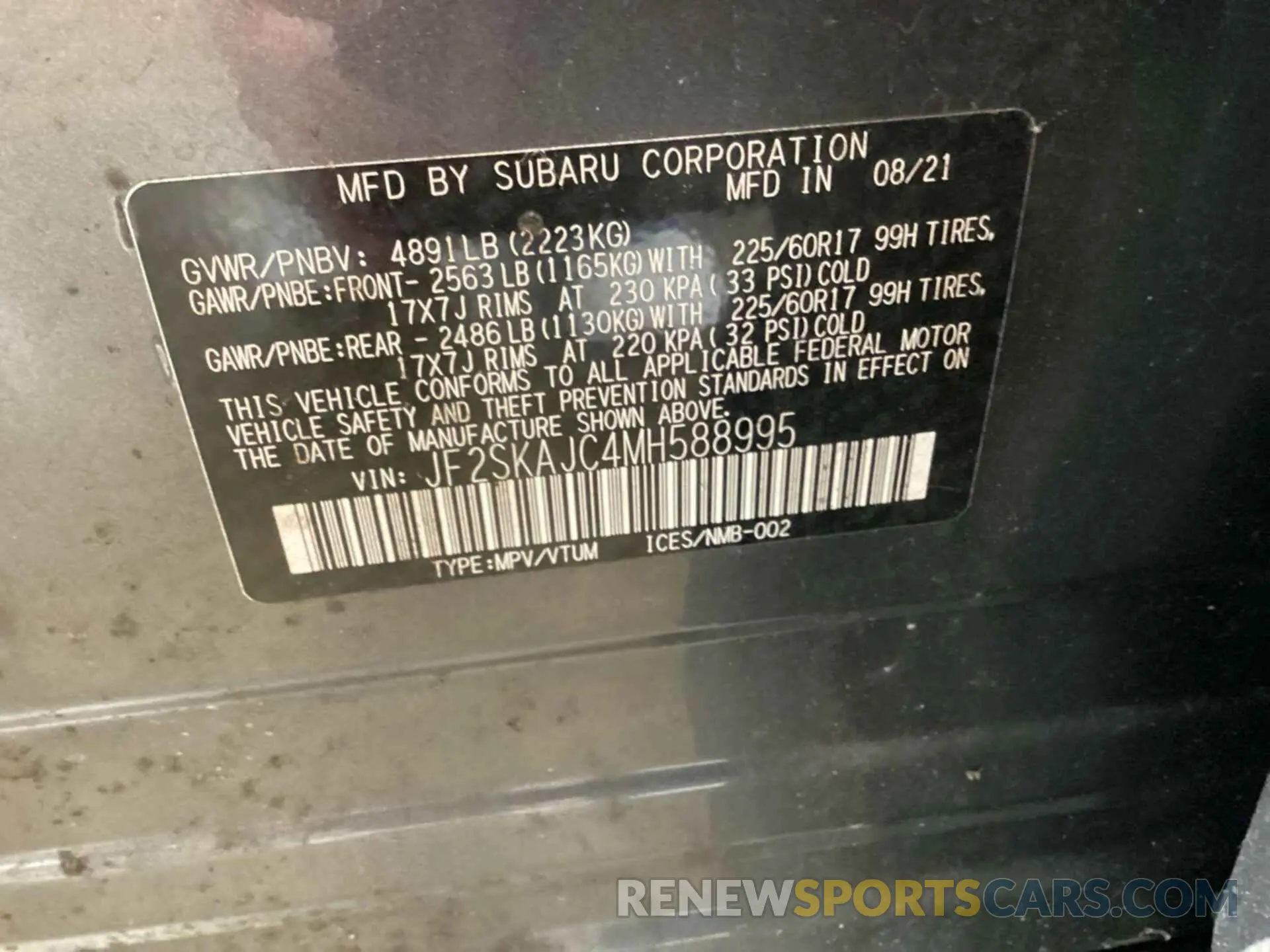 14 Photograph of a damaged car JF2SKAJC4MH588995 SUBARU FORESTER 2021