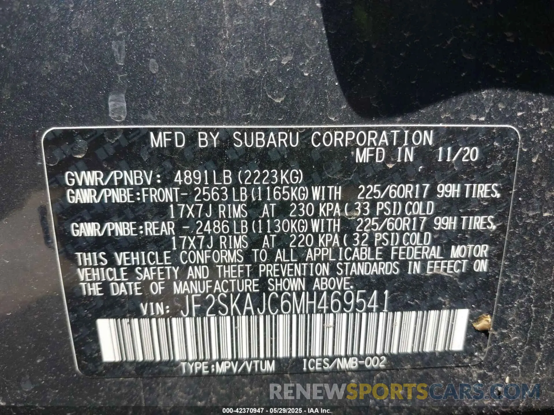 9 Photograph of a damaged car JF2SKAJC6MH469541 SUBARU FORESTER 2021