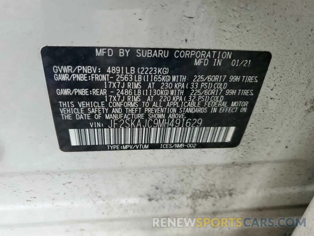 13 Photograph of a damaged car JF2SKAJC9MH491629 SUBARU FORESTER 2021