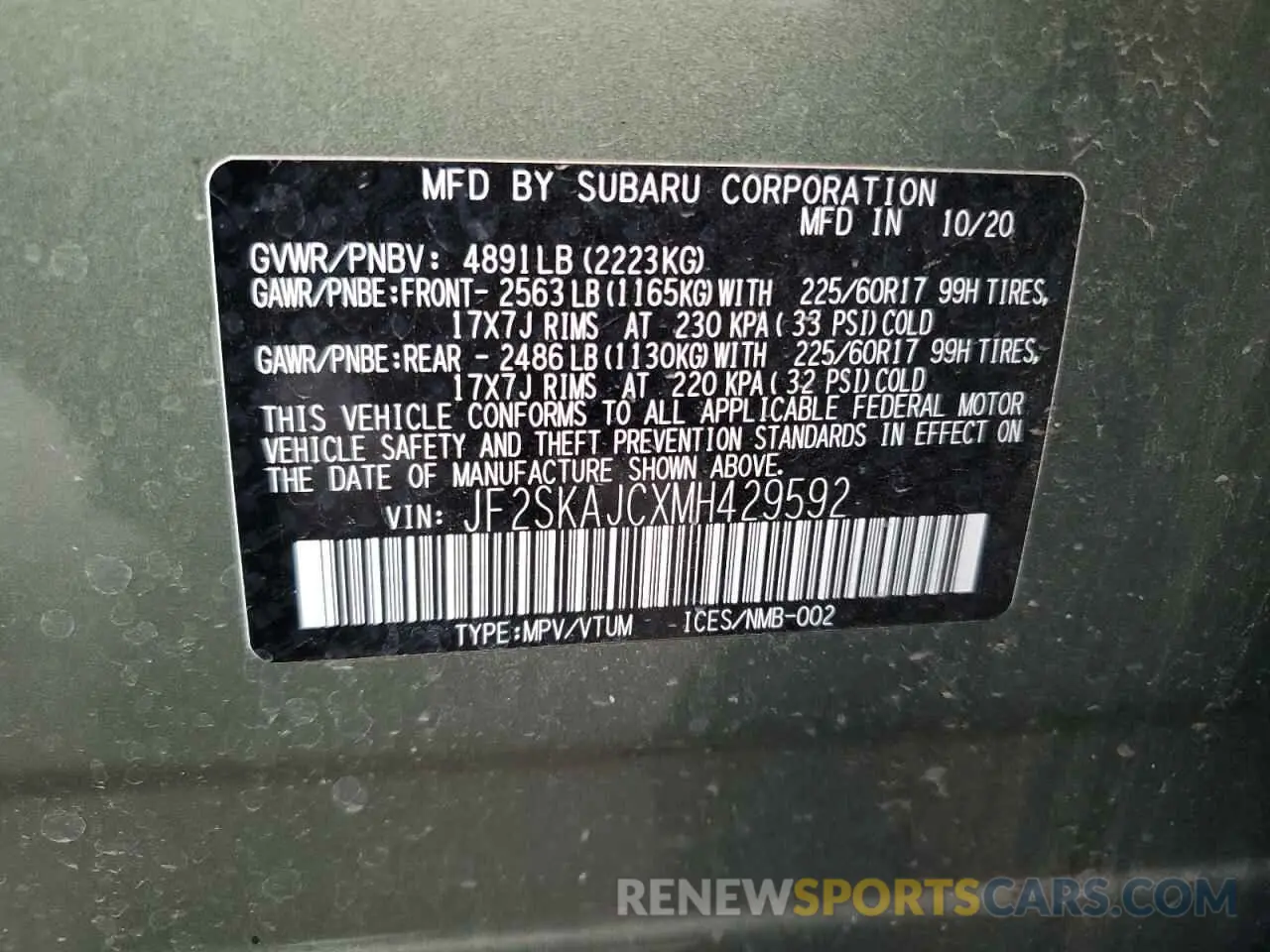 13 Photograph of a damaged car JF2SKAJCXMH429592 SUBARU FORESTER 2021