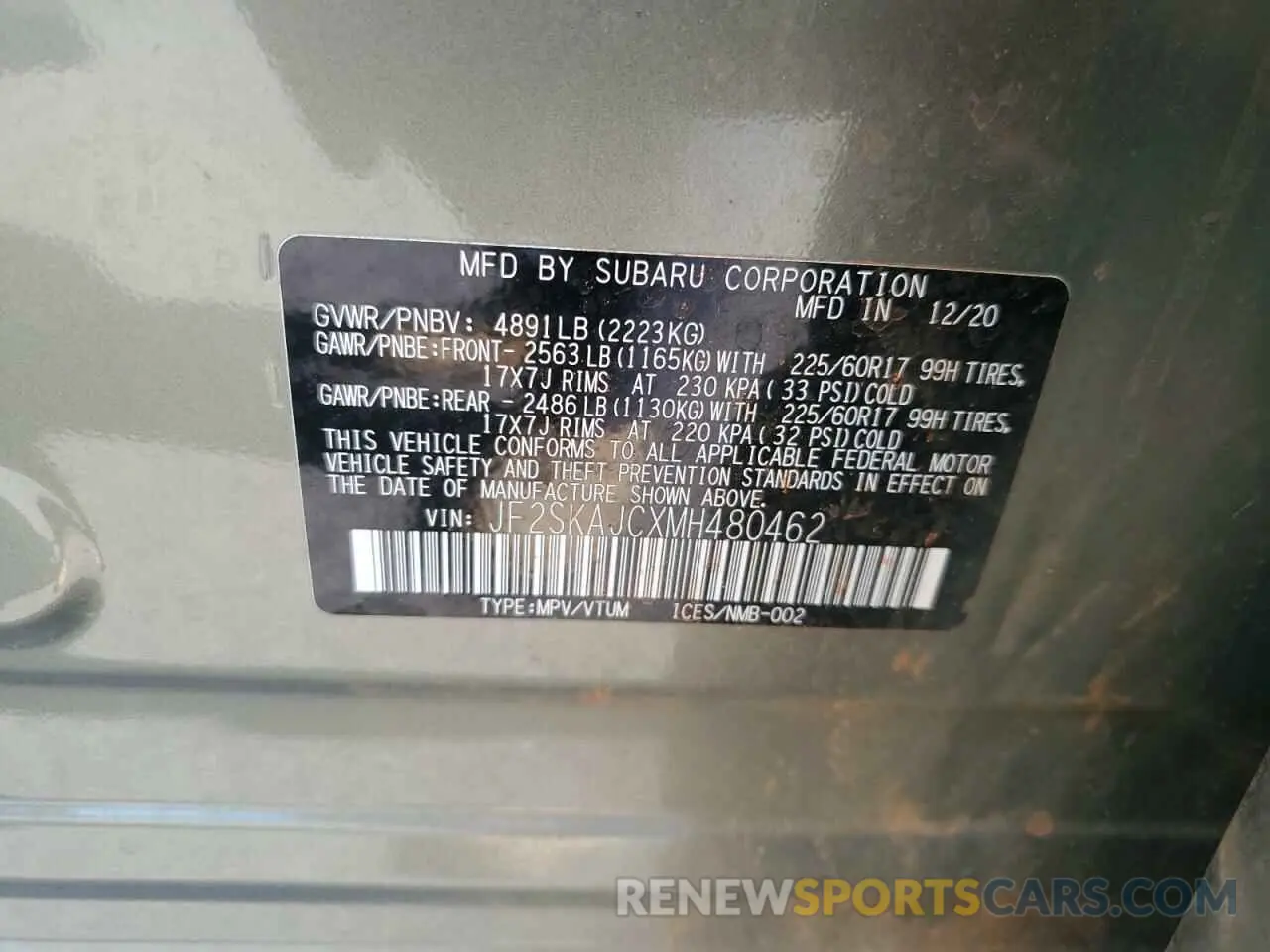 13 Photograph of a damaged car JF2SKAJCXMH480462 SUBARU FORESTER 2021