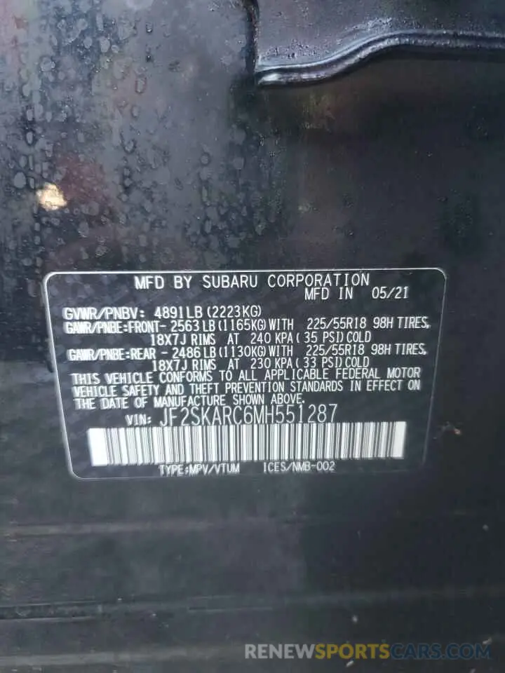 13 Photograph of a damaged car JF2SKARC6MH551287 SUBARU FORESTER 2021