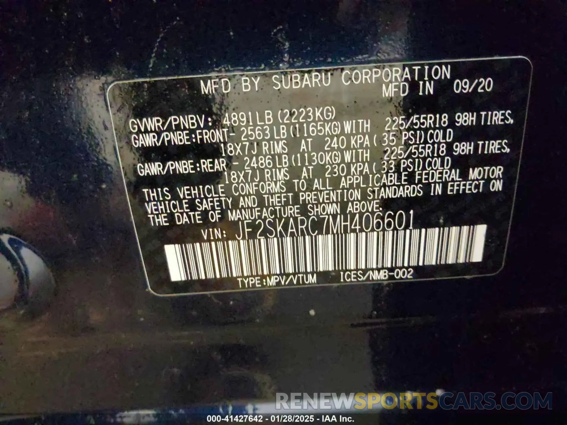 9 Photograph of a damaged car JF2SKARC7MH406601 SUBARU FORESTER 2021