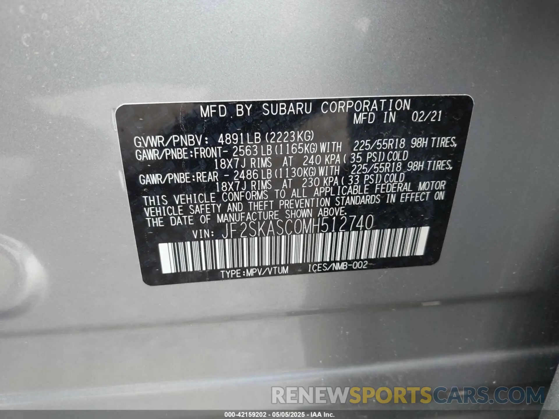 9 Photograph of a damaged car JF2SKASC0MH512740 SUBARU FORESTER 2021