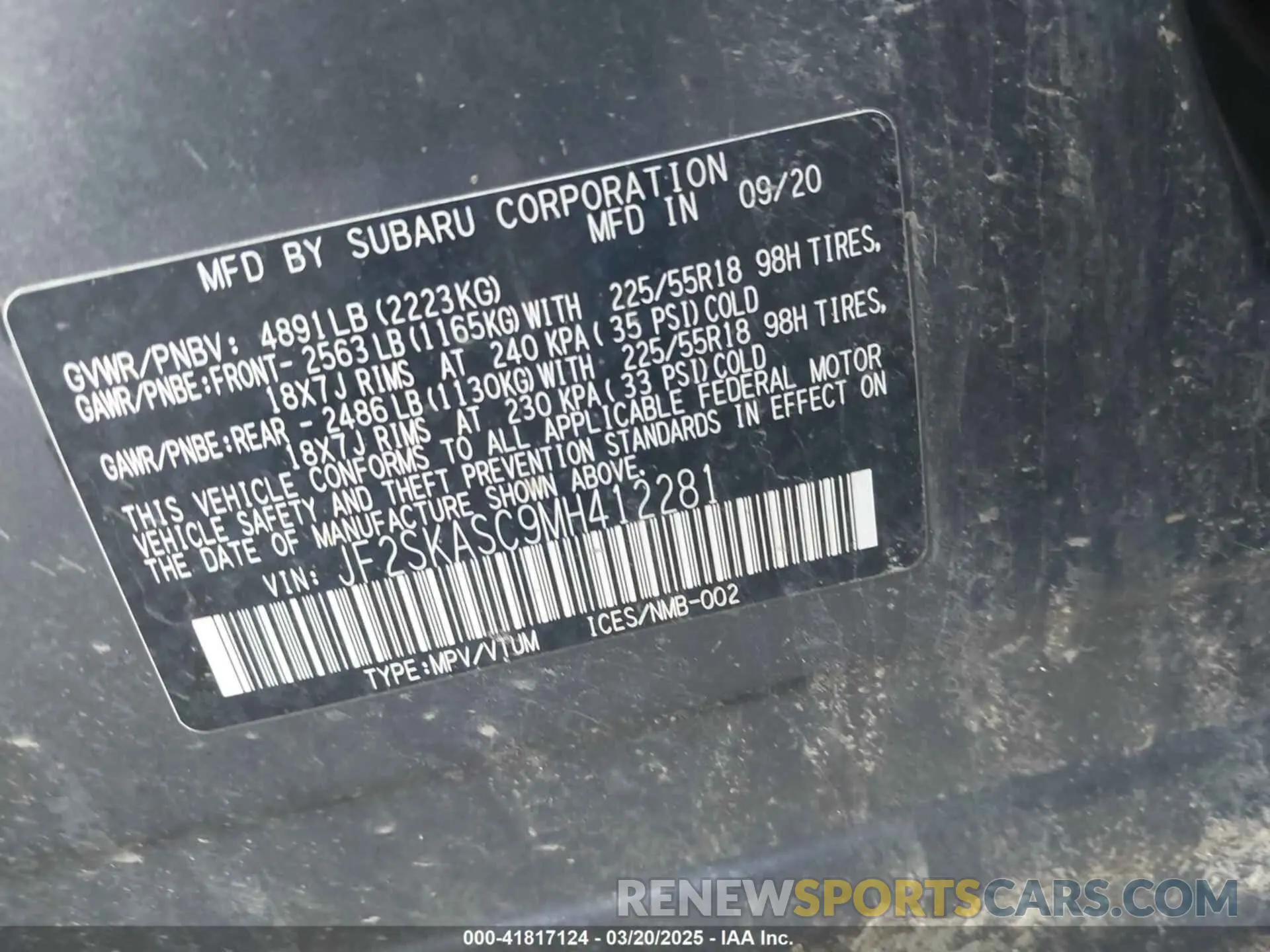 9 Photograph of a damaged car JF2SKASC9MH412281 SUBARU FORESTER 2021