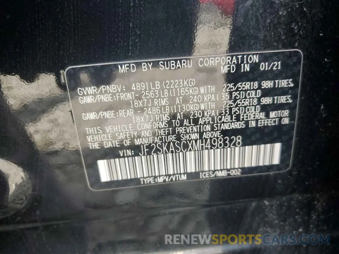 13 Photograph of a damaged car JF2SKASCXMH498328 SUBARU FORESTER 2021
