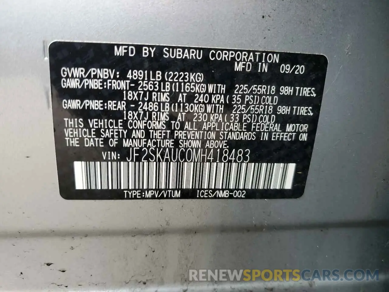 15 Photograph of a damaged car JF2SKAUC0MH418483 SUBARU FORESTER 2021