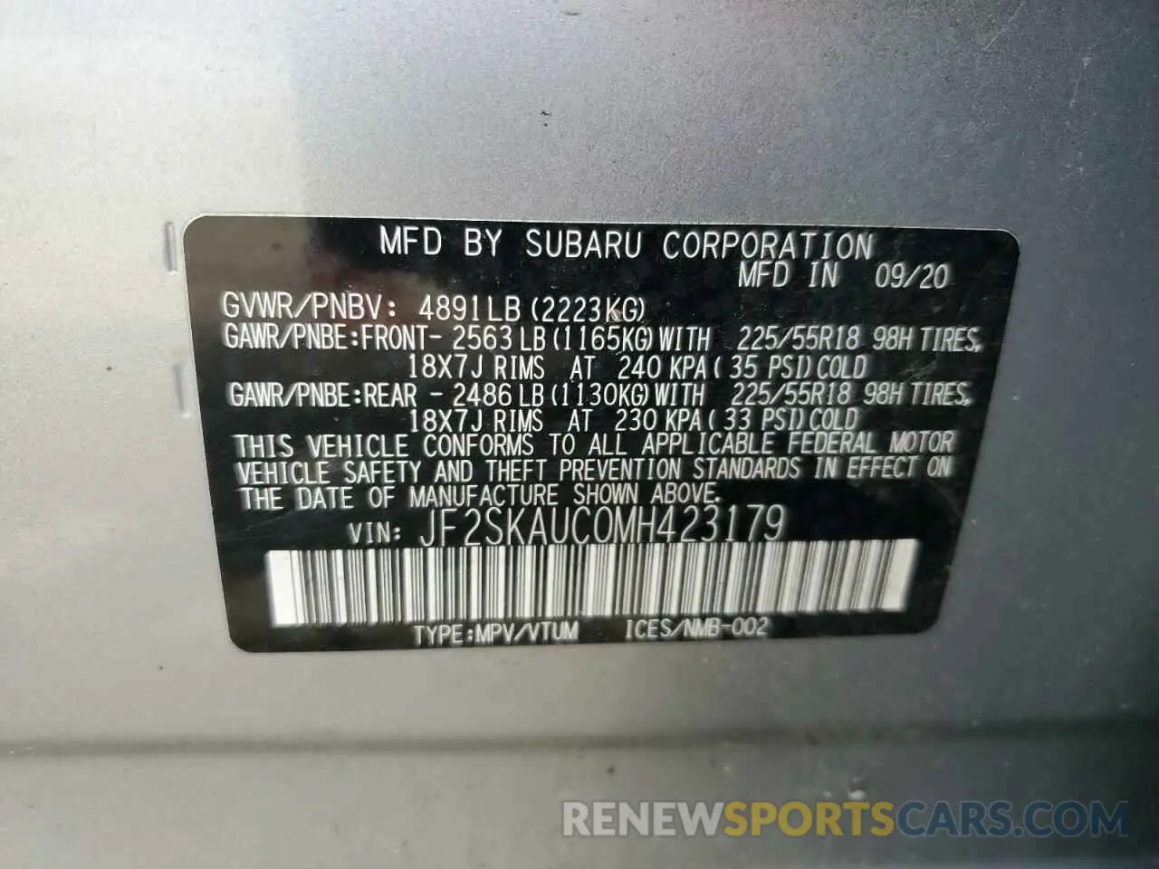 13 Photograph of a damaged car JF2SKAUC0MH423179 SUBARU FORESTER 2021