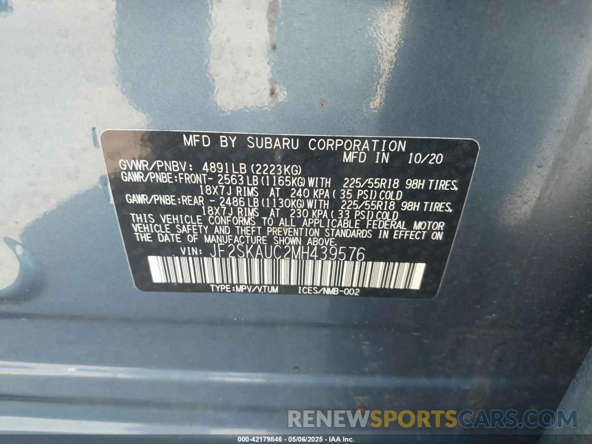 9 Photograph of a damaged car JF2SKAUC2MH439576 SUBARU FORESTER 2021