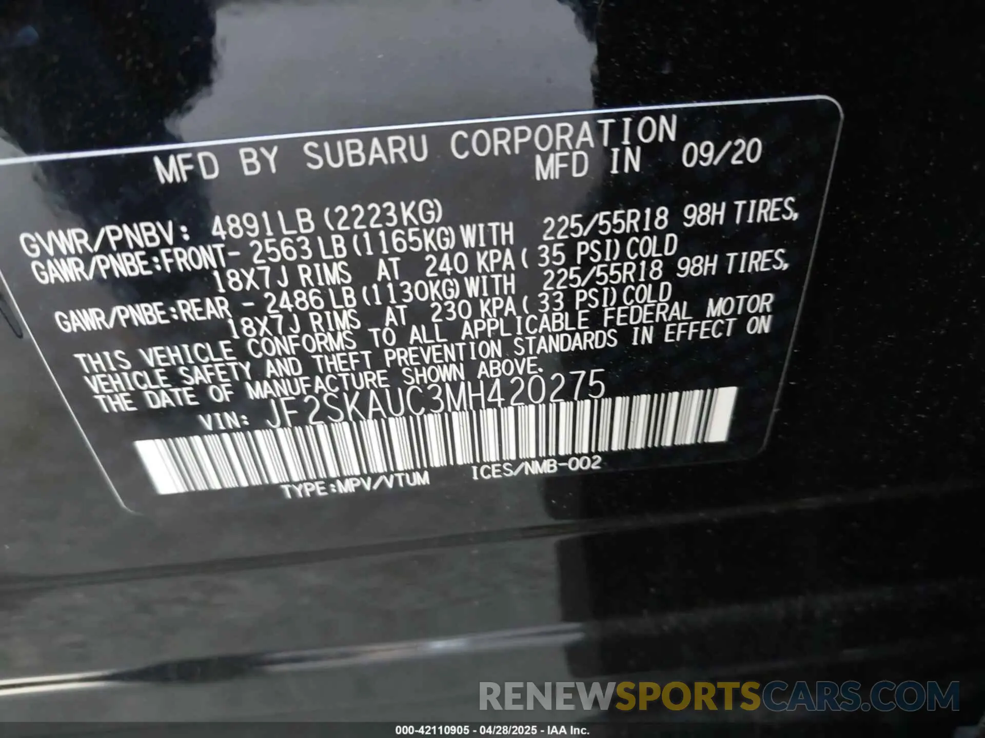 9 Photograph of a damaged car JF2SKAUC3MH420275 SUBARU FORESTER 2021