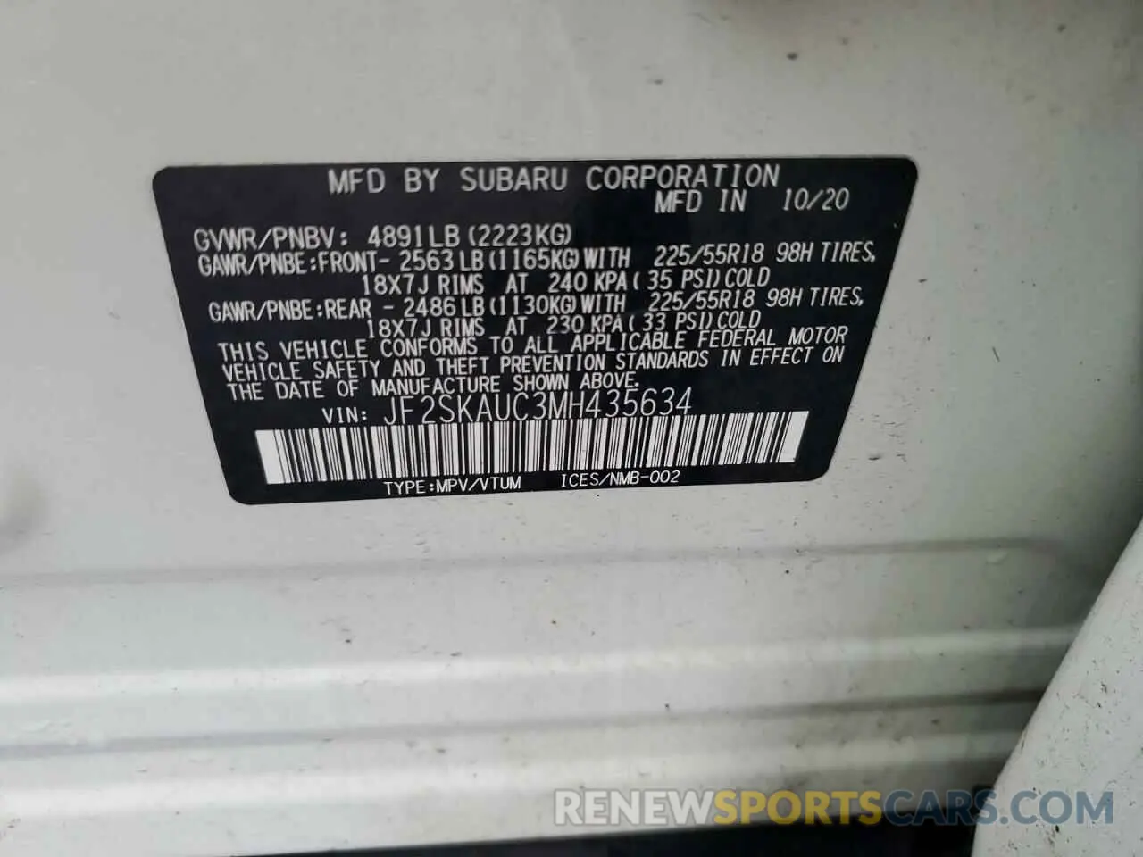 13 Photograph of a damaged car JF2SKAUC3MH435634 SUBARU FORESTER 2021