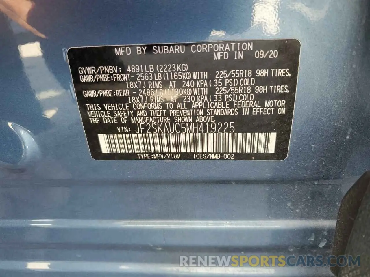 13 Photograph of a damaged car JF2SKAUC5MH419225 SUBARU FORESTER 2021