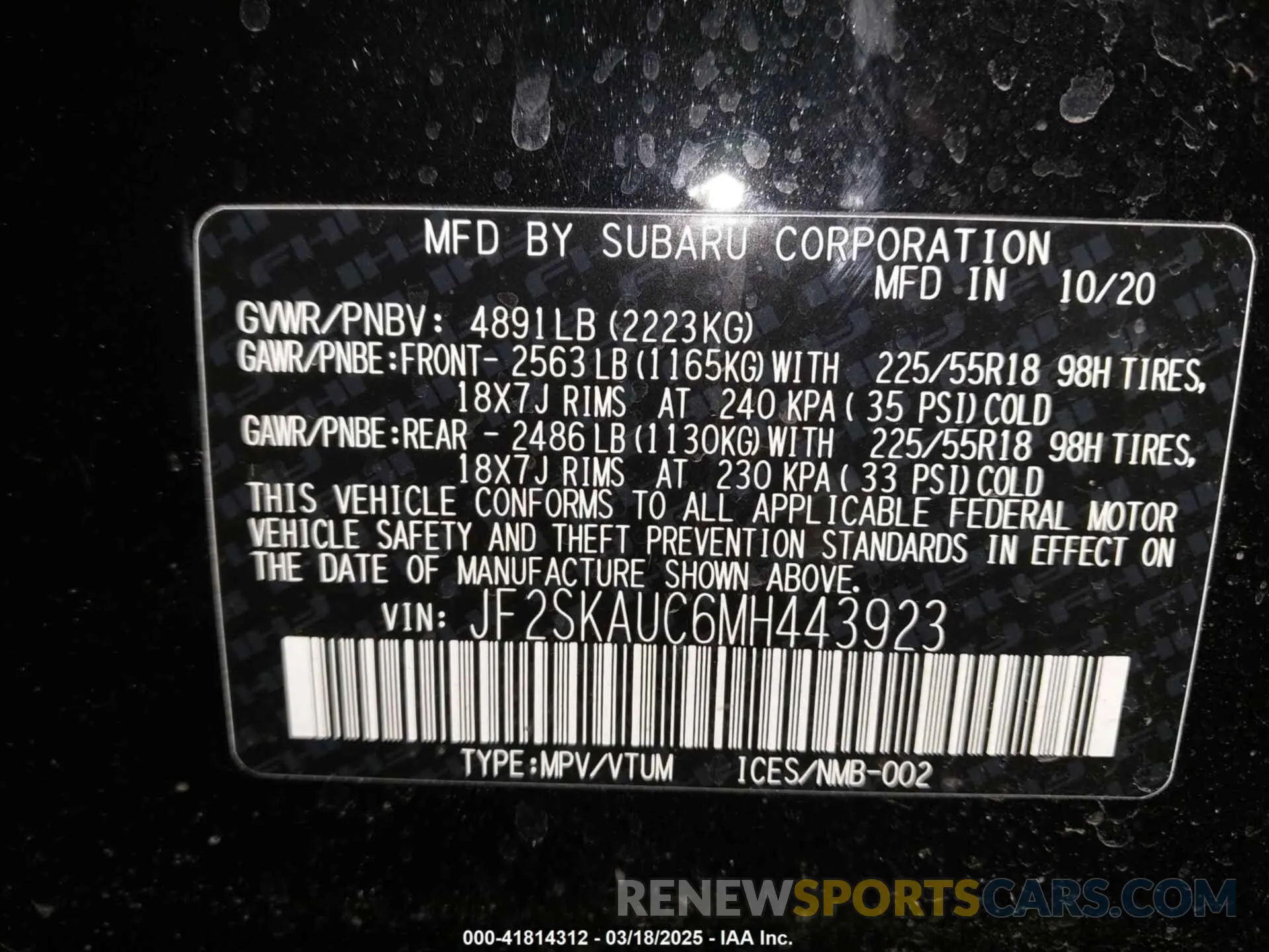 9 Photograph of a damaged car JF2SKAUC6MH443923 SUBARU FORESTER 2021