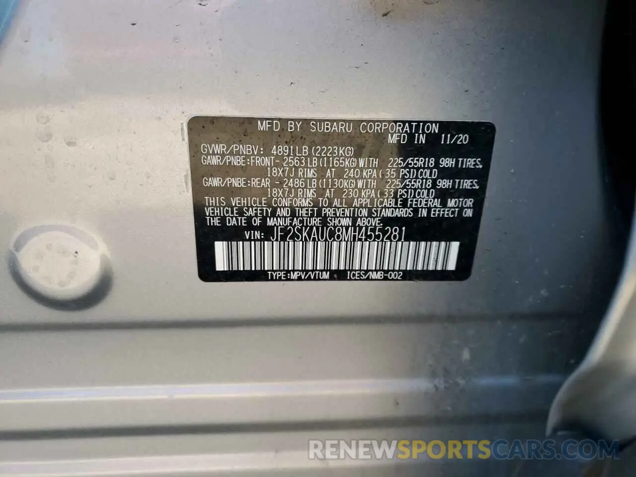 16 Photograph of a damaged car JF2SKAUC8MH455281 SUBARU FORESTER 2021