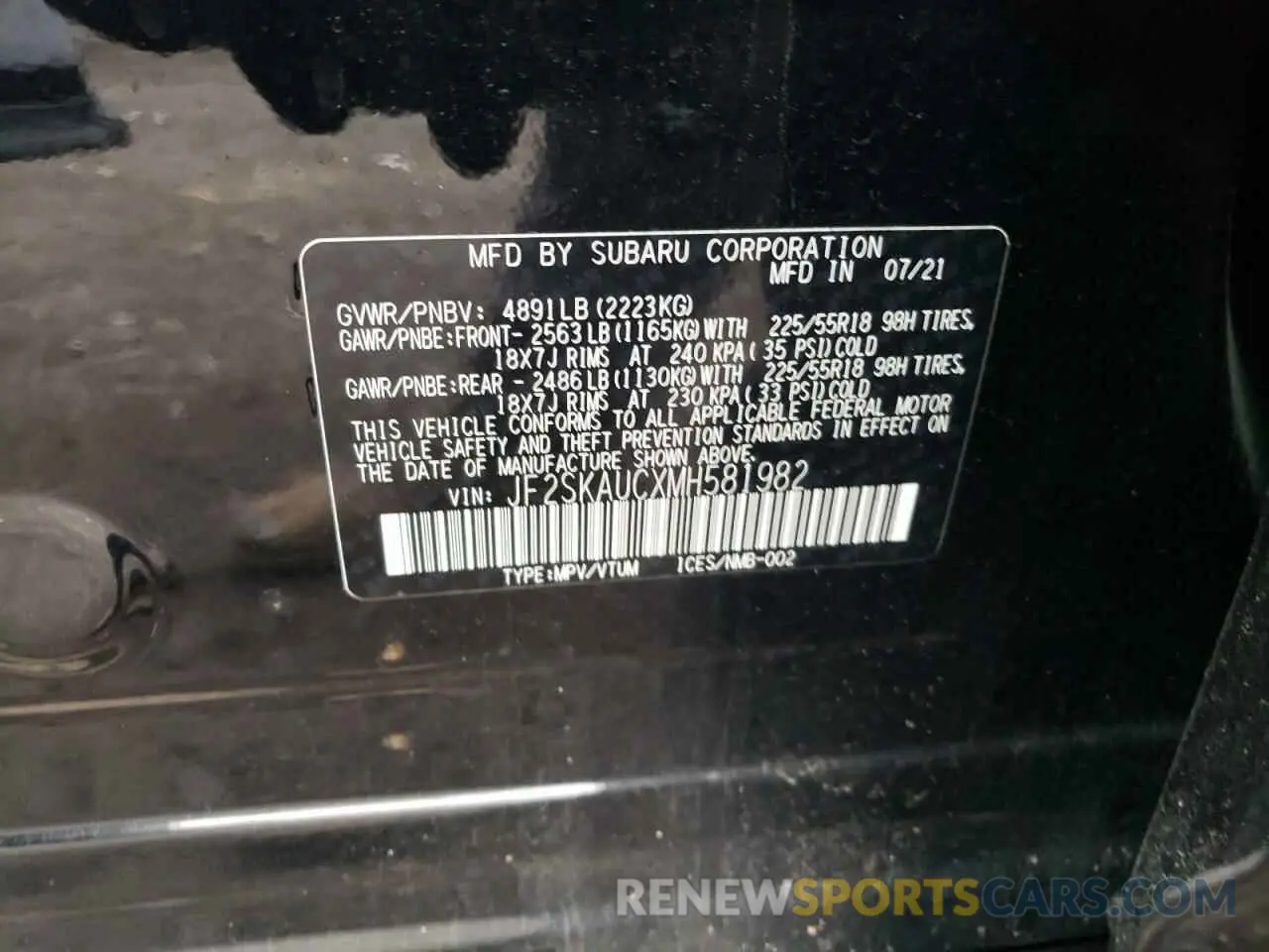 13 Photograph of a damaged car JF2SKAUCXMH581982 SUBARU FORESTER 2021